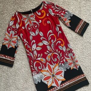 Red patterned shift dress